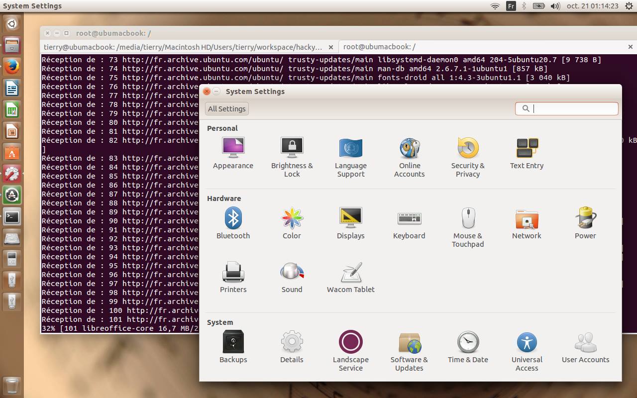 Ubuntu in action on MacBookPro
